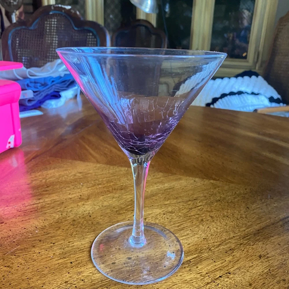 Pier 1 Purple Crackle Martini Glass